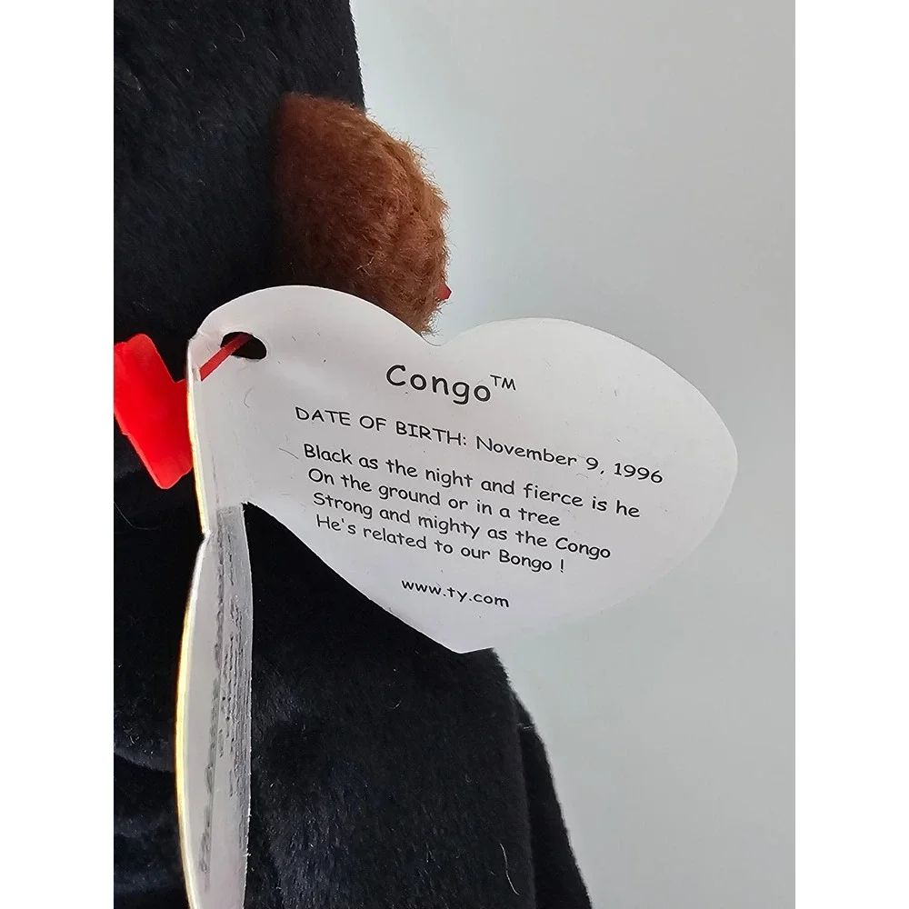 Ty Beanie Babies Congo the Gorilla Black Brown Plush Toy 1996 Vintage With Tags